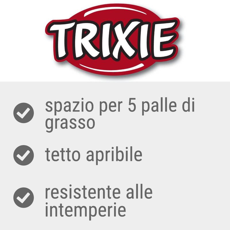 Bitiba Mangiatoia per palle di grasso Trixie con tetto Fornitura limitata