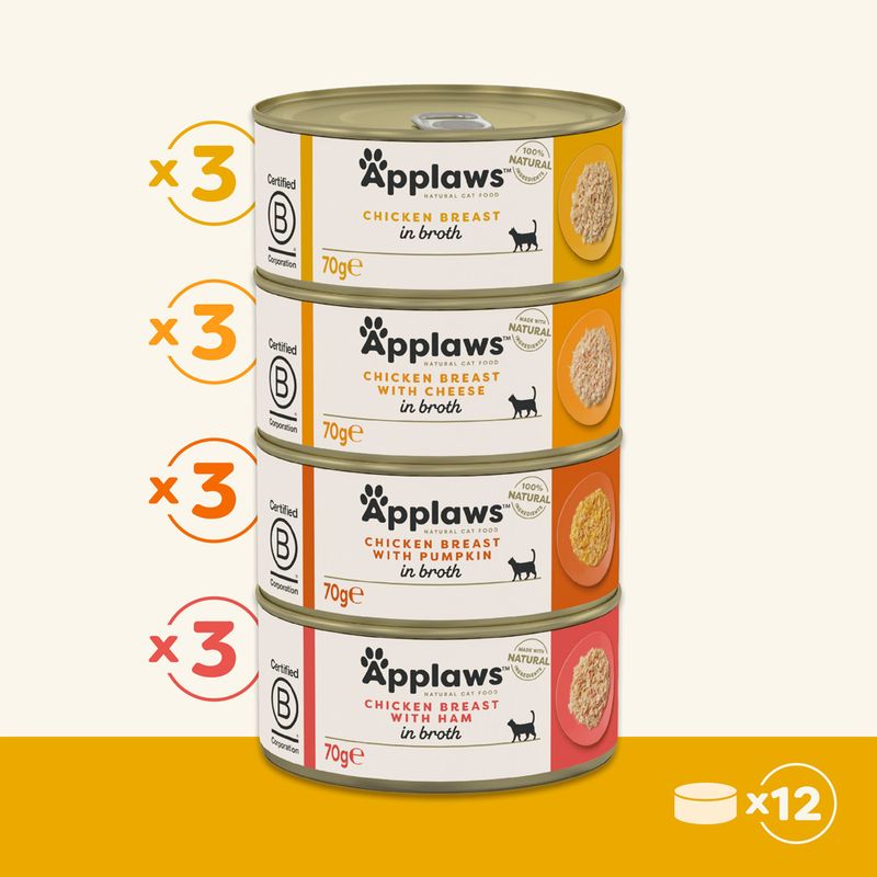 Bitiba Applaws Multipack 12 x 70 g Alimento umido per gatti Promozione temporanea