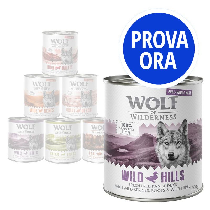Bitiba Wolf of Wilderness Pacco misto 6 x 800 g umido per cane Moda