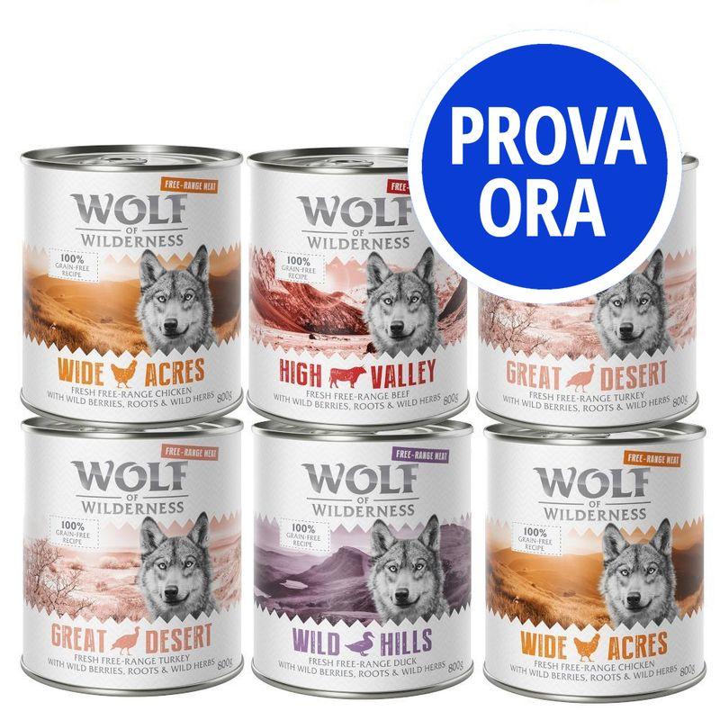 Bitiba Wolf of Wilderness Pacco misto 6 x 800 g umido per cane Moda