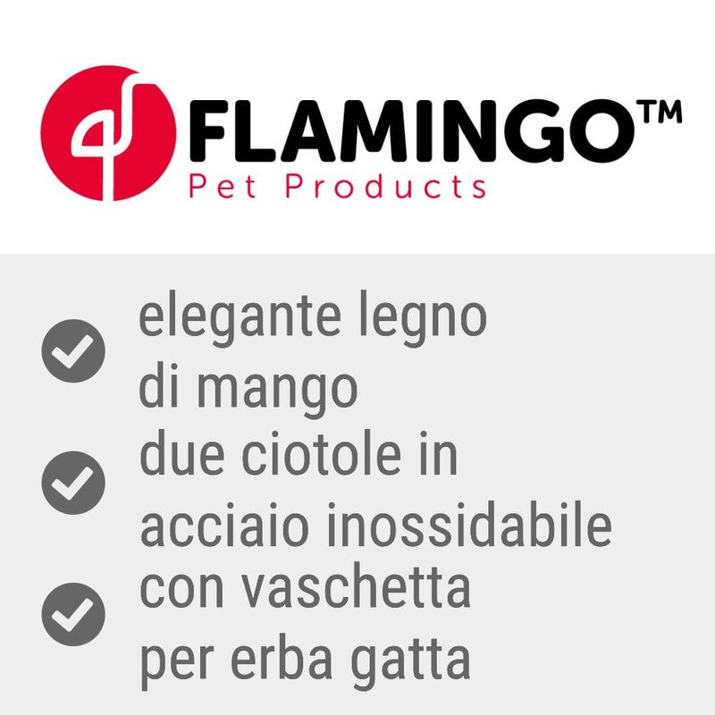 Bitiba Ciotola doppia Flamingo Lela con ciotola per erba gatta Comprane uno, ottenene uno gratis