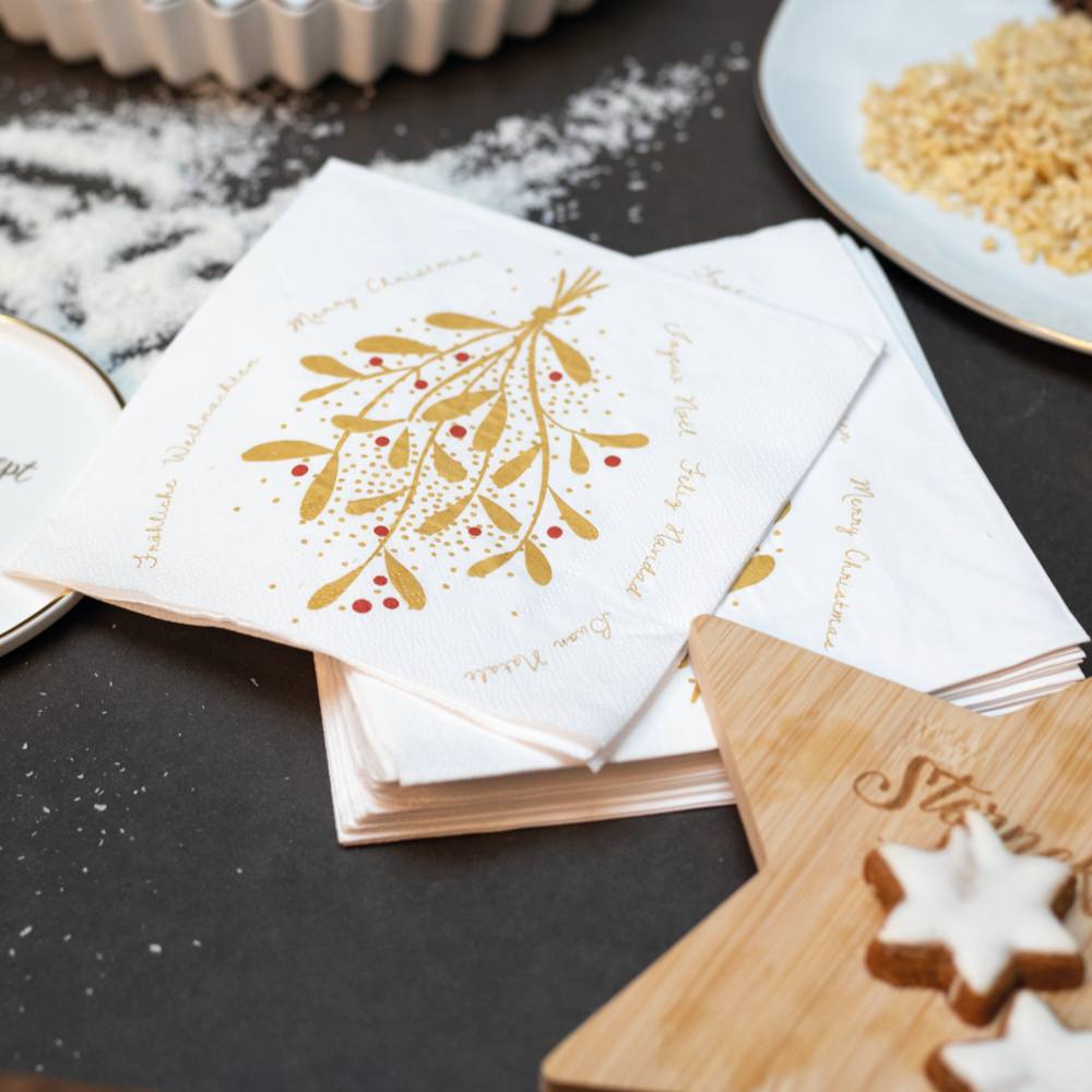 Sbam Design Set di 20 tovaglioli di carta – Vischio oro Soddisfazione Garantita